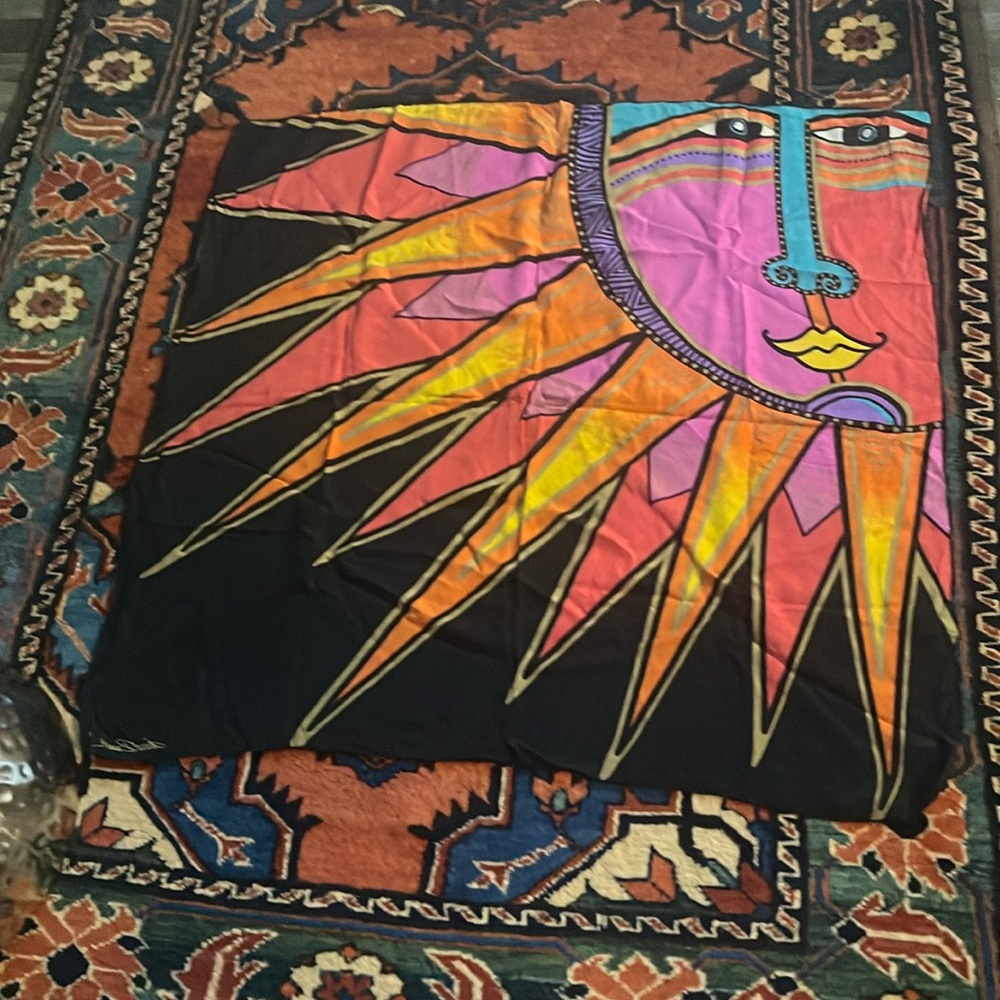 Laurel Burch Honey Collection "The Sun" Authentic square Silk Scarf
